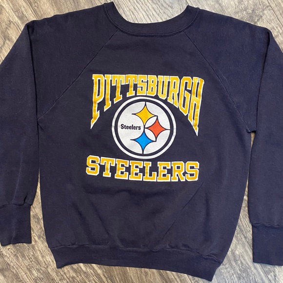 Vintage 80’s Pittsburgh Steelers Raglan Crewneck Sweatshirt Made in USA LOGO 7